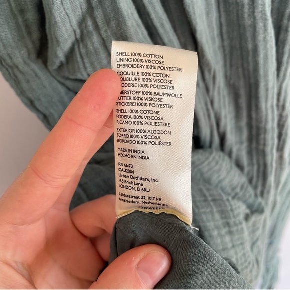 Free People Lovers Lane Maxi Dress Green Blue Embroidered Ruffle 3/4 Sleeve S - Picture 11 of 13